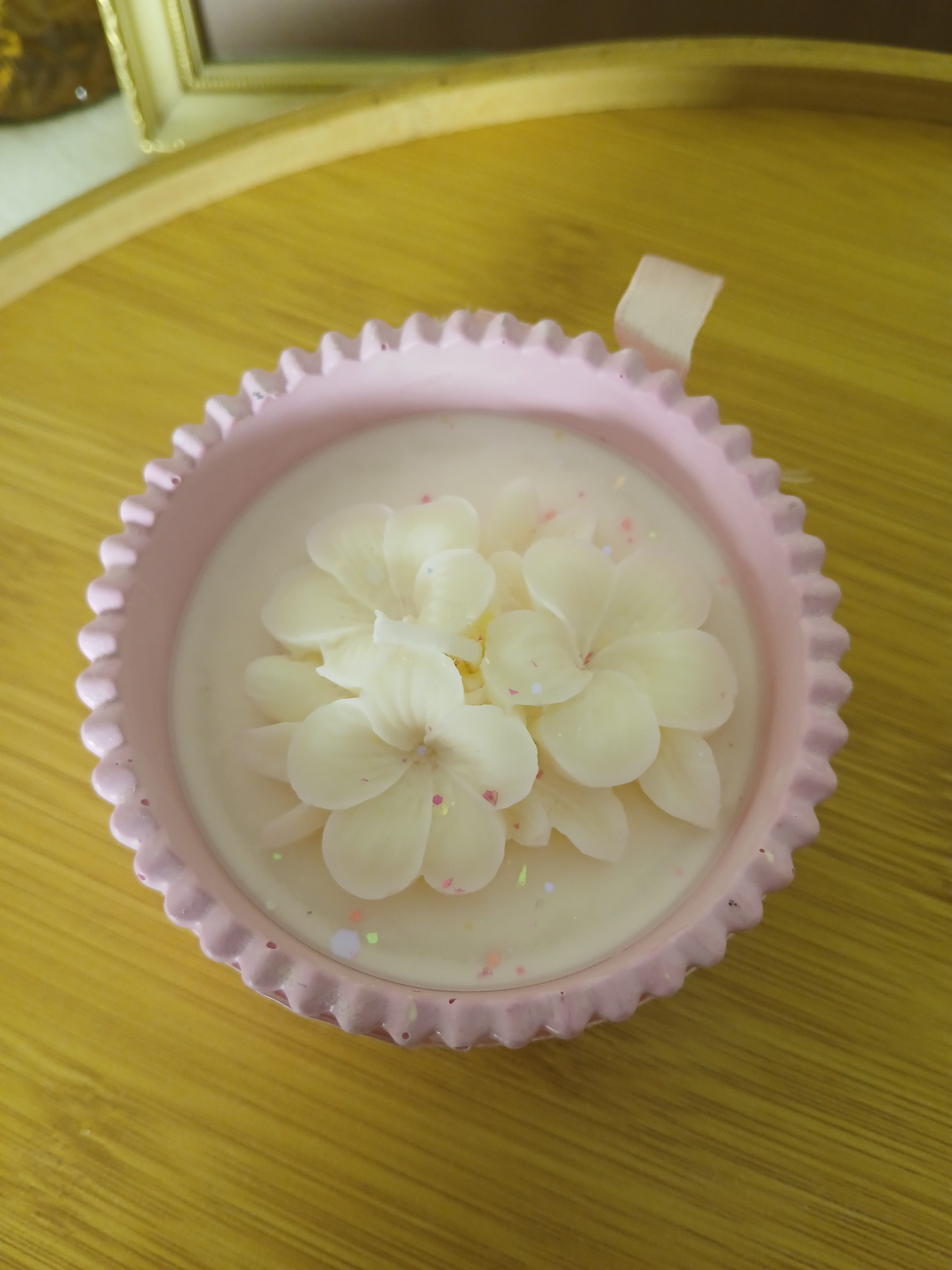 Velvet Blush - Petite plumeria bloom candle